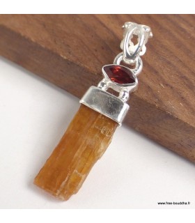 Pendentif Cyanite Orange Grenat marquise argent 925 certifié