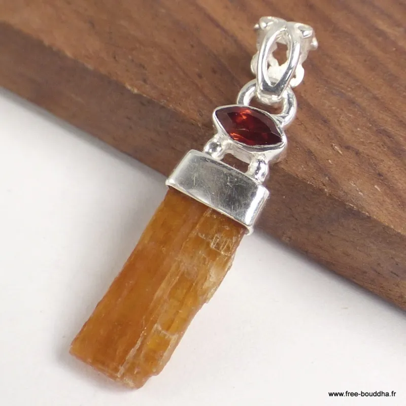 Pendentif Cyanite Orange Grenat marquise - Bijoux en Cyanite