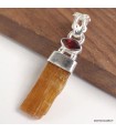 Pendentif Cyanite Orange Grenat marquise argent 925 certifié