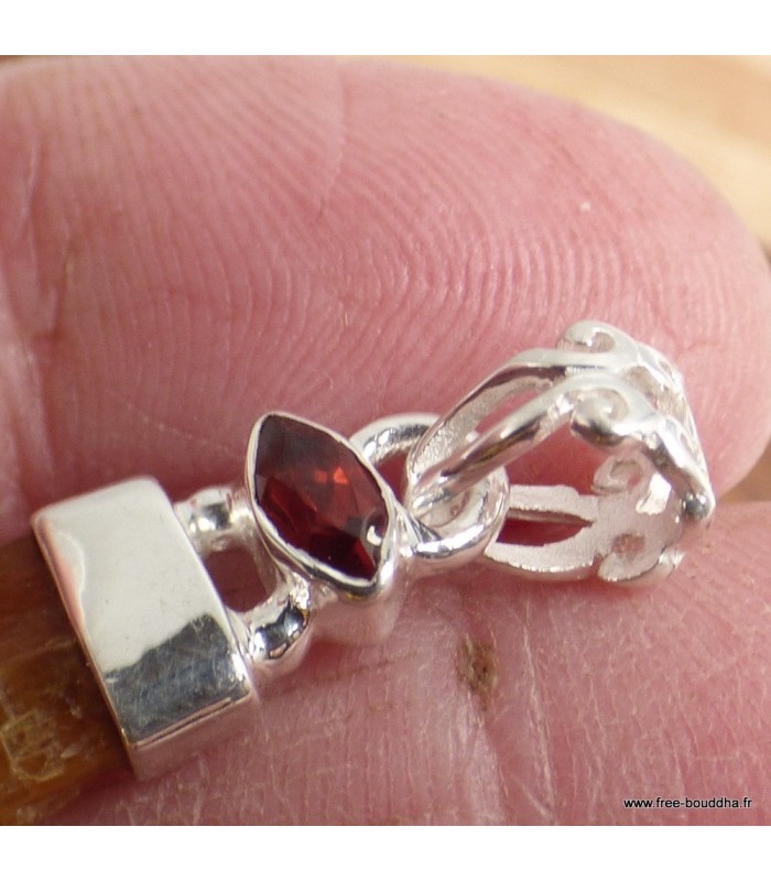 Pendentif Cyanite Orange Grenat marquise argent 925 certifié