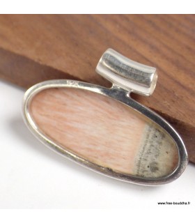 Pendentif Célestobarite oval et onyx noir argent 925 authentique