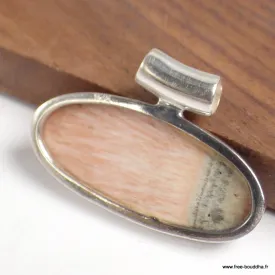 Pendentif Célestobarite oval et onyx noir - Bijoux en Célestobarite