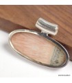 Pendentif Célestobarite oval et onyx noir argent 925 authentique