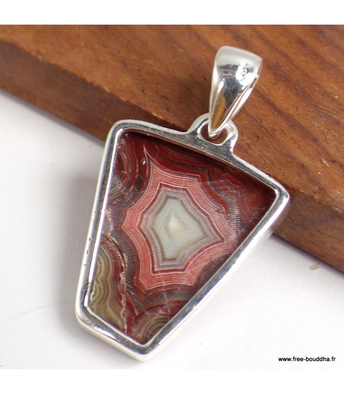 Pendentif Agate Laguna trapèze – Argent 925 certifié