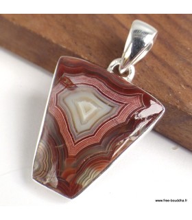 Pendentif Agate Laguna trapèze – Argent 925 certifié