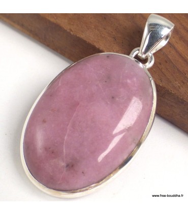 Pendentif Pétalite rose ovale – argent 925