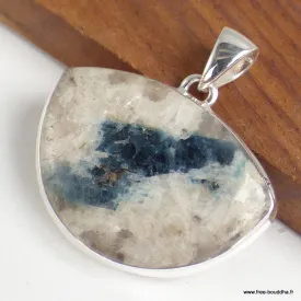 Pendentif tourmaline indigo sur Quartz fumé semi-rond - Bijoux en Tourmaline Indigo