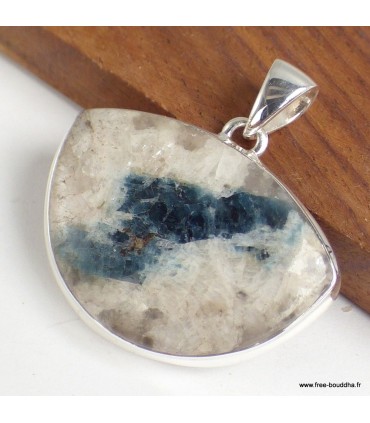 Pendentif Tourmaline indigo Quartz fumé semi-rond argent 925