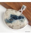 Pendentif Tourmaline indigo Quartz fumé semi-rond argent 925