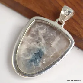 Gros Pendentif semi-oval en Tourmaline indigo sur Quartz fumé - Bijoux en Tourmaline Indigo