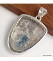 Pendentif Tourmaline indigo semi-oval sur Quartz fumé argent 925