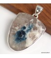 Pendentif Tourmaline indigo semi-oval sur Quartz fumé argent 925