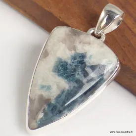 Pendentif Tourmaline indigo sur Quartz fumé en pointe - Bijoux en Tourmaline Indigo