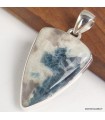 Pendentif Tourmaline indigo pointe sur Quartz fumé argent 925 véritable