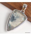 Pendentif Tourmaline indigo pointe sur Quartz fumé argent 925 véritable