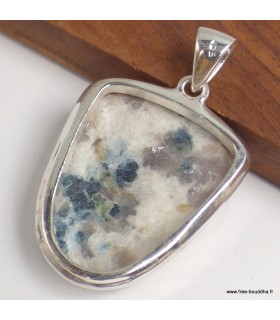 Gros pendentif Tourmaline indigo Quartz fumé argent 925