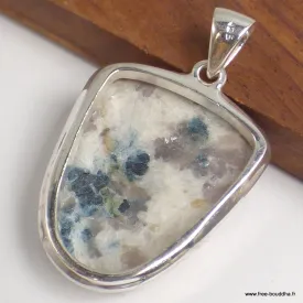 Gros Pendentif Tourmaline indigo sur Quartz fumé semi-oval - Bijoux en Tourmaline Indigo
