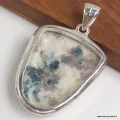 Gros Pendentif Tourmaline indigo sur Quartz fumé semi-oval - Bijoux en Tourmaline Indigo