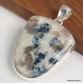 Gros Pendentif Tourmaline indigo sur Quartz fumé semi-oval - Bijoux en Tourmaline Indigo