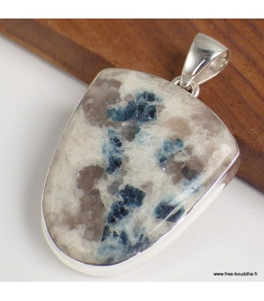 Gros pendentif Tourmaline indigo Quartz fumé argent 925