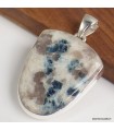 Gros pendentif Tourmaline indigo Quartz fumé argent 925