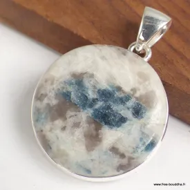 Pendentif rond Tourmaline indigo sur Quartz fumé - Bijoux en Tourmaline Indigo