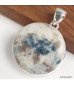Pendentif Tourmaline indigo rond sur Quartz fumé argent 925 authentique