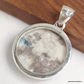 Pendentif rond Tourmaline indigo sur Quartz fumé - Bijoux en Tourmaline Indigo