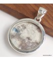 Pendentif Tourmaline indigo rond sur Quartz fumé argent 925 authentique