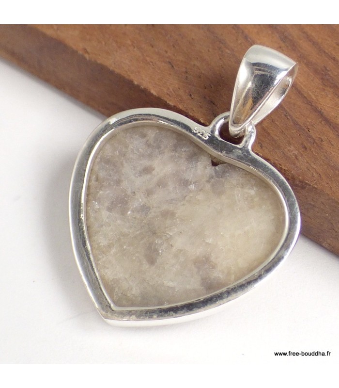 Pendentif cœur Tourmaline indigo véritable argent 925