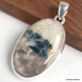 Pendentif Tourmaline indigo sur Quartz fumé oval - Bijoux en Tourmaline Indigo