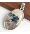 Pendentif Tourmaline indigo Quartz fumé oval argent 925 certifié