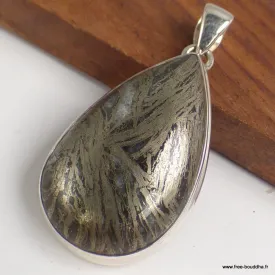 Pendentif goutte en Pyrite plume - Bijoux en Pyrite Plume