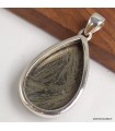 Pendentif Pyrite plume goutte argent 925 certifié