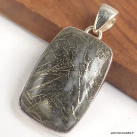Pendentif rectangle en Pyrite plume - Bijoux en Pyrite Plume