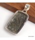 Pendentif Pyrite Plume rectangulaire argent 925 véritable