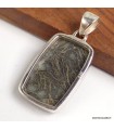 Pendentif Pyrite Plume rectangulaire argent 925 véritable