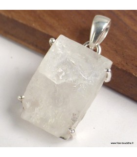 Pendentif pierre de lune bleue brute en argent 925 – Certifié