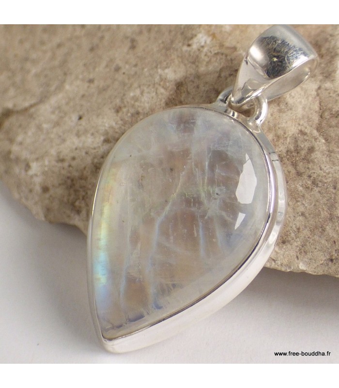 Pendentif Pierre de Lune bleue argent 925 certifié AAA
