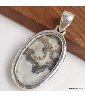 Pendentif ovale Jaspe Maligano – Pierre rare en argent 925
