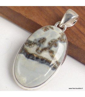 Pendentif ovale Jaspe Maligano – Pierre rare en argent 925