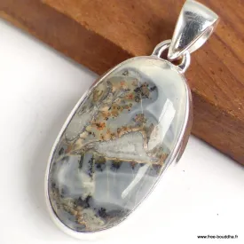 Pendentif argent Jaspe Maligano forme ovale - Bijoux en Jaspe Maligano