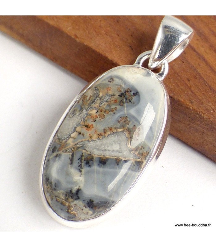 Pendentif Jaspe Maligano Authentique – Argent massif 925