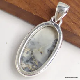 Pendentif argent Jaspe Maligano forme ovale - Bijoux en Jaspe Maligano
