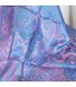 Pashmina en soie bleu métallique & rose – Étole réversible de luxe
