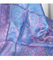 Pashmina en soie bleu métallique & rose – Étole réversible de luxe