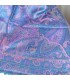 Pashmina en soie bleu métallique & rose – Étole réversible de luxe