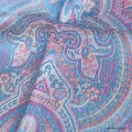 Pashmina en soie turquoise motifs cachemire - Etoles en soie naturelle