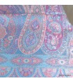Pashmina en soie naturelle turquoise motifs cachemire – Étole réversible