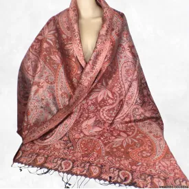 Pashmina en soie authentique rouge bordeau - Etoles en soie naturelle